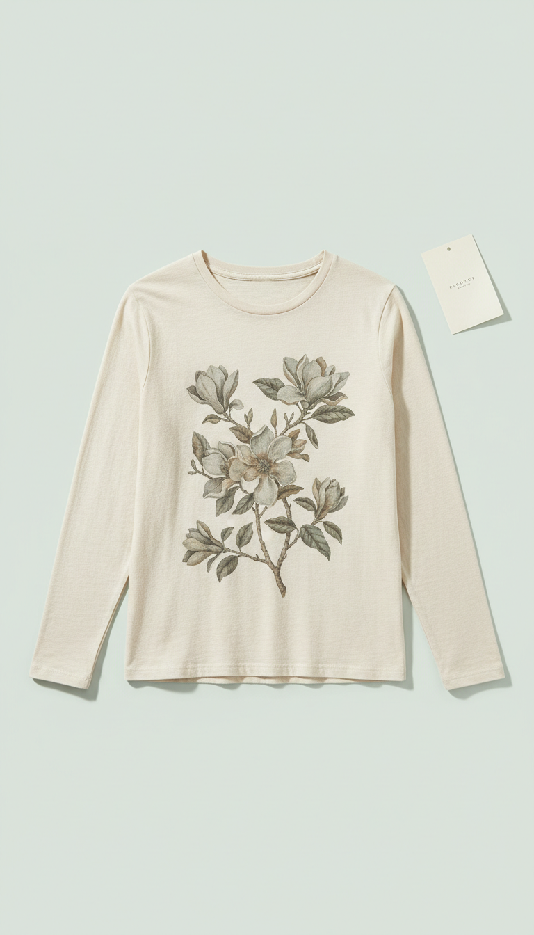 Old Pewter Magnolia Print Tee